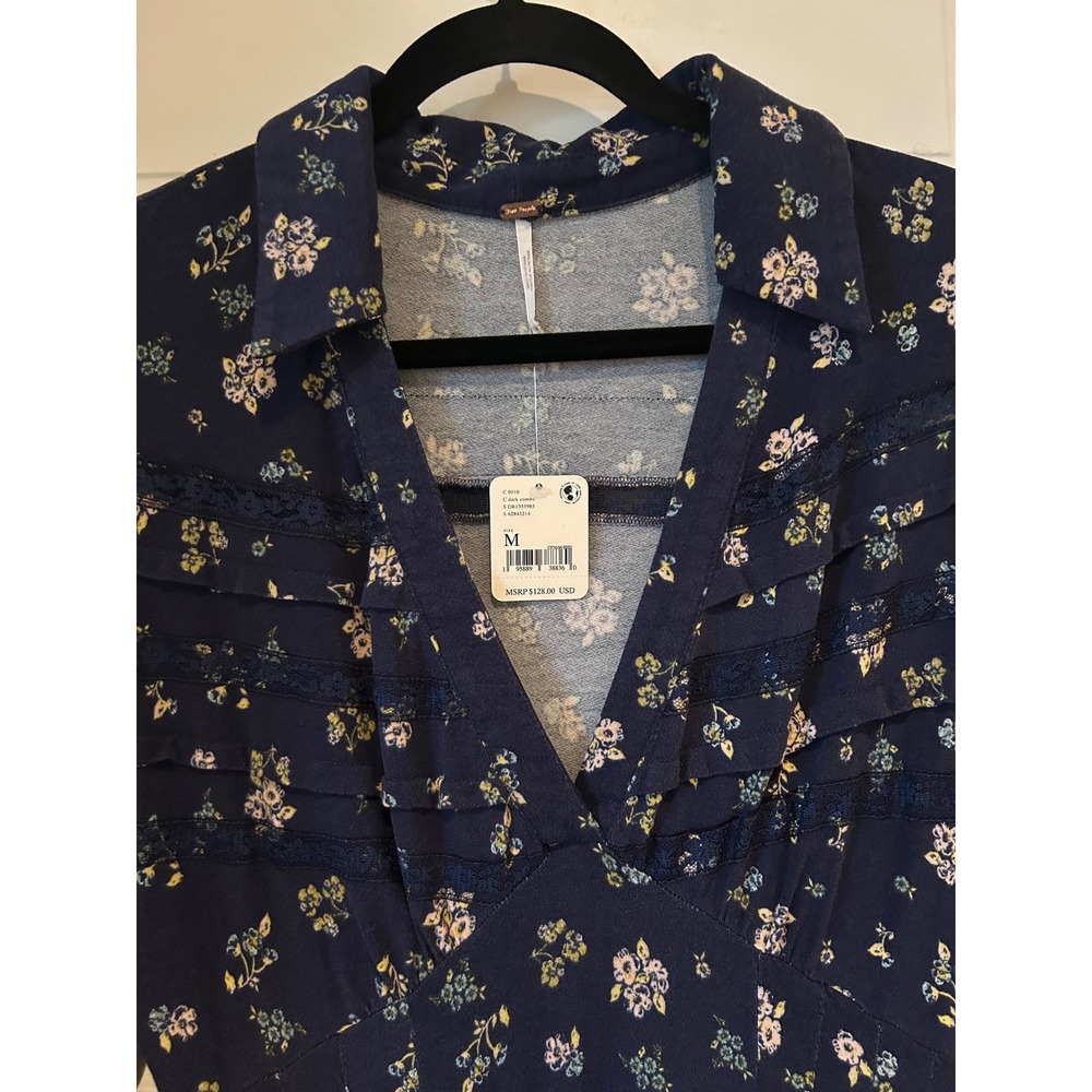 NWT Free People Good Days Floral Mini Dress Blue Long Sleeve Size M $128 - Picture 5 of 10